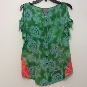 EUC [Anthropologie]  Cold Shoulder Silk Top